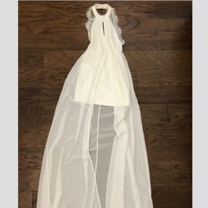 Lulus White Mini Dress with Sheath Overlay